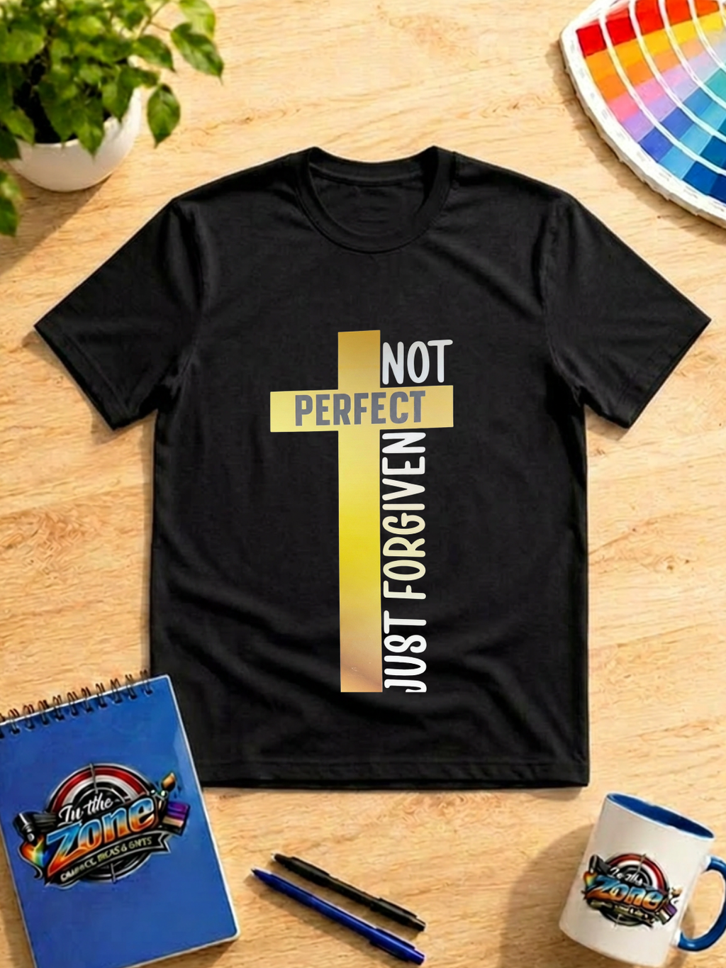 Not Perfect Just Forgiven Christian Graphic Shirt – Cross Faith Inspirational Tee