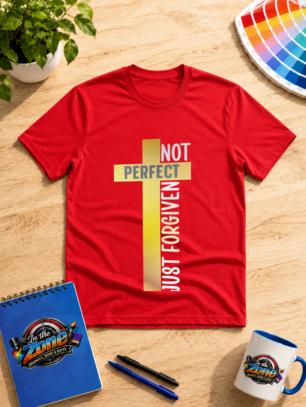 Not Perfect Just Forgiven Christian Graphic Shirt – Cross Faith Inspirational Tee