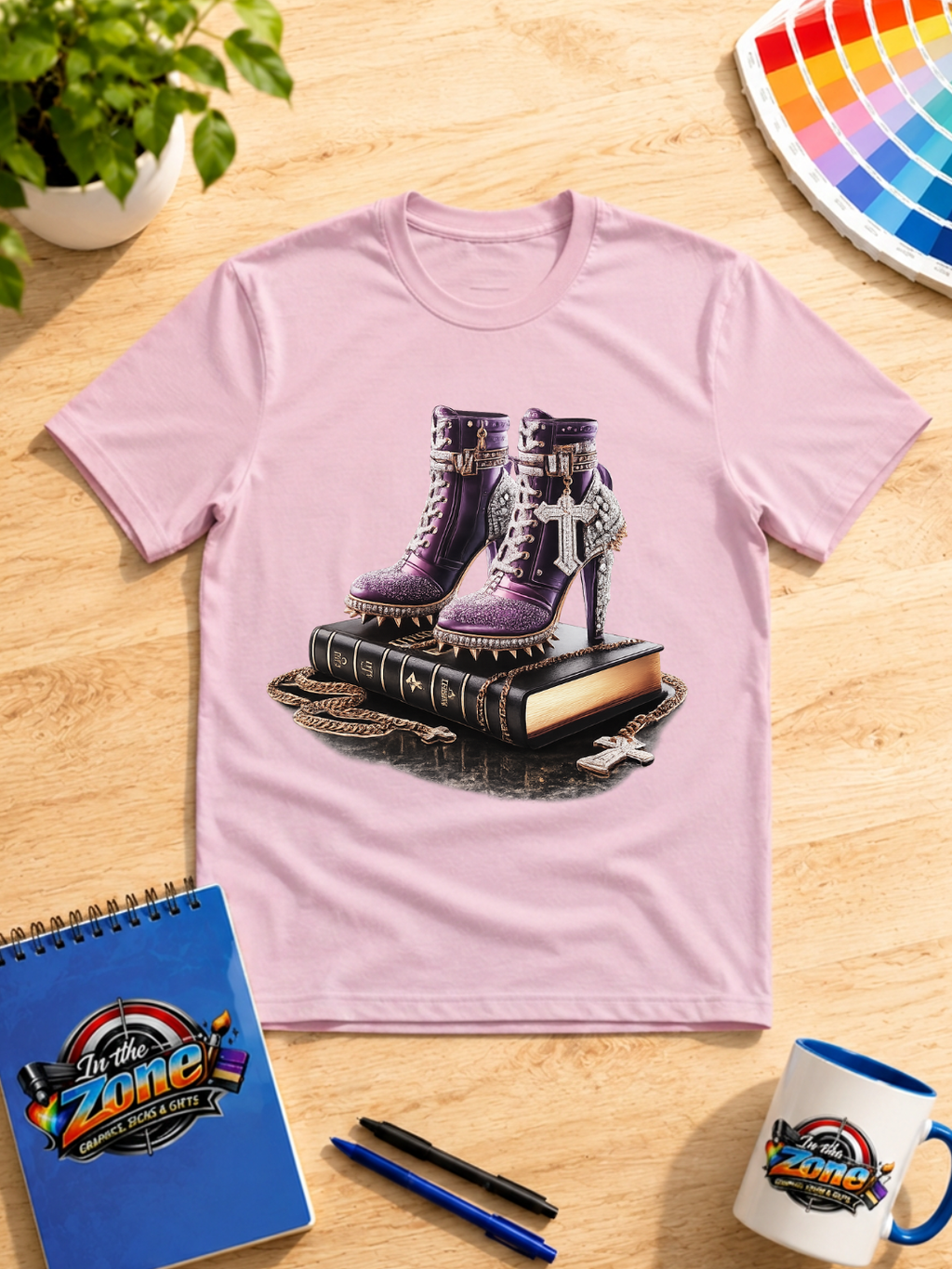 Faith in Every Step High Heel & Bible Graphic T-Shirt