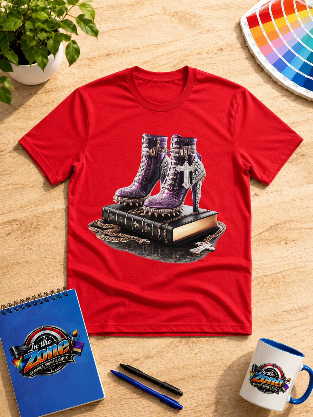 Faith in Every Step High Heel & Bible Graphic T-Shirt