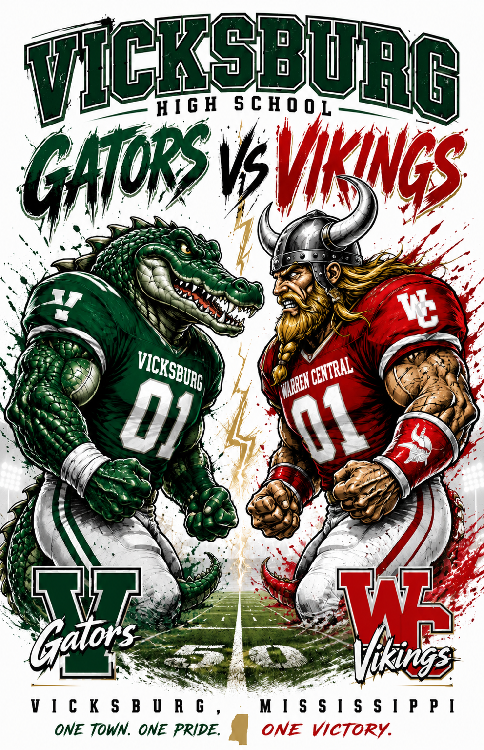 Vicksburg vs. Warren Central Rivalry T-Shirt