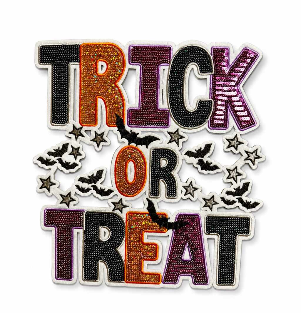 Trick or Treat Sequin Halloween Patch – Embroidered Applique