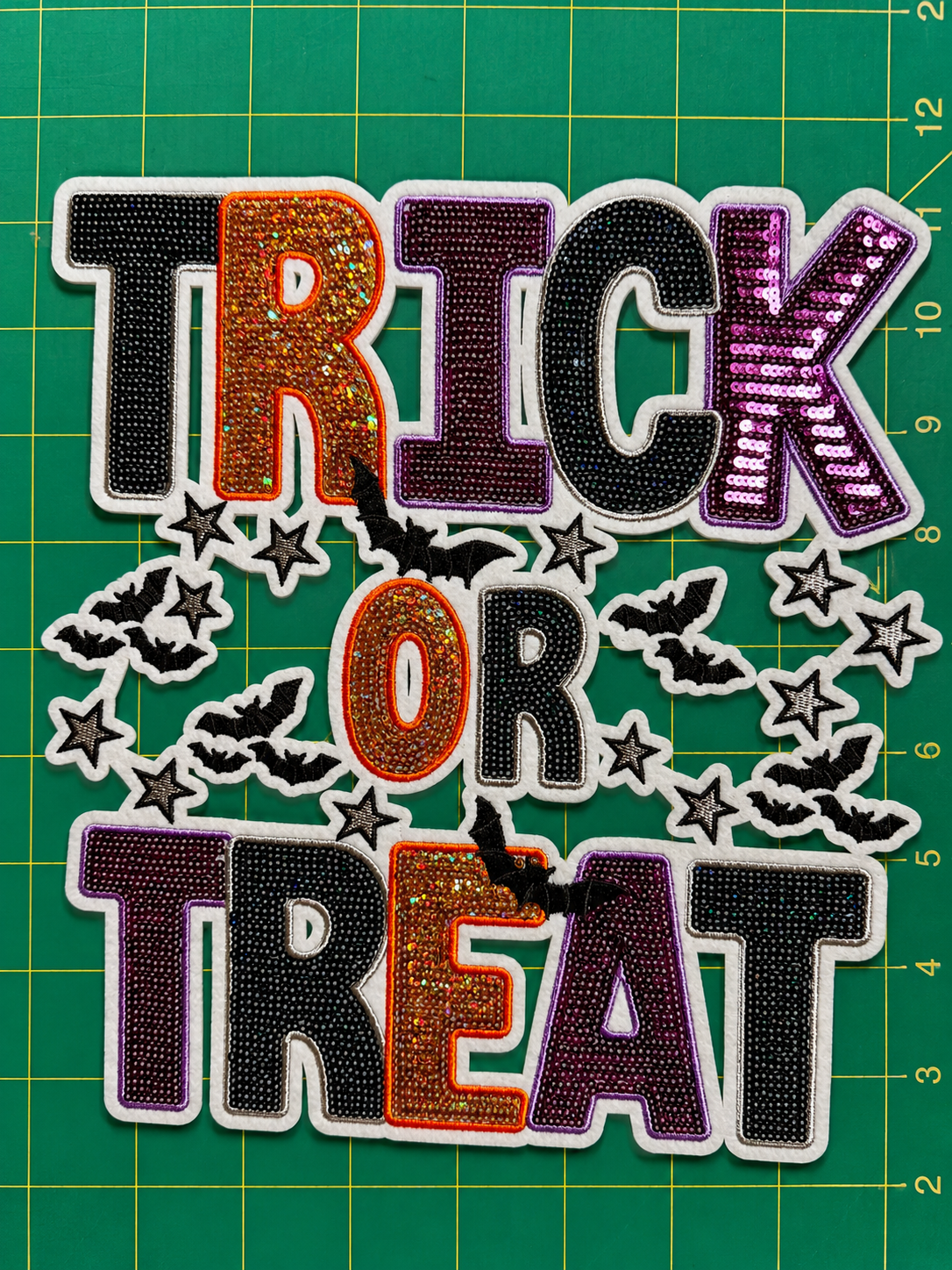 Trick or Treat Sequin Halloween Patch – Embroidered Applique