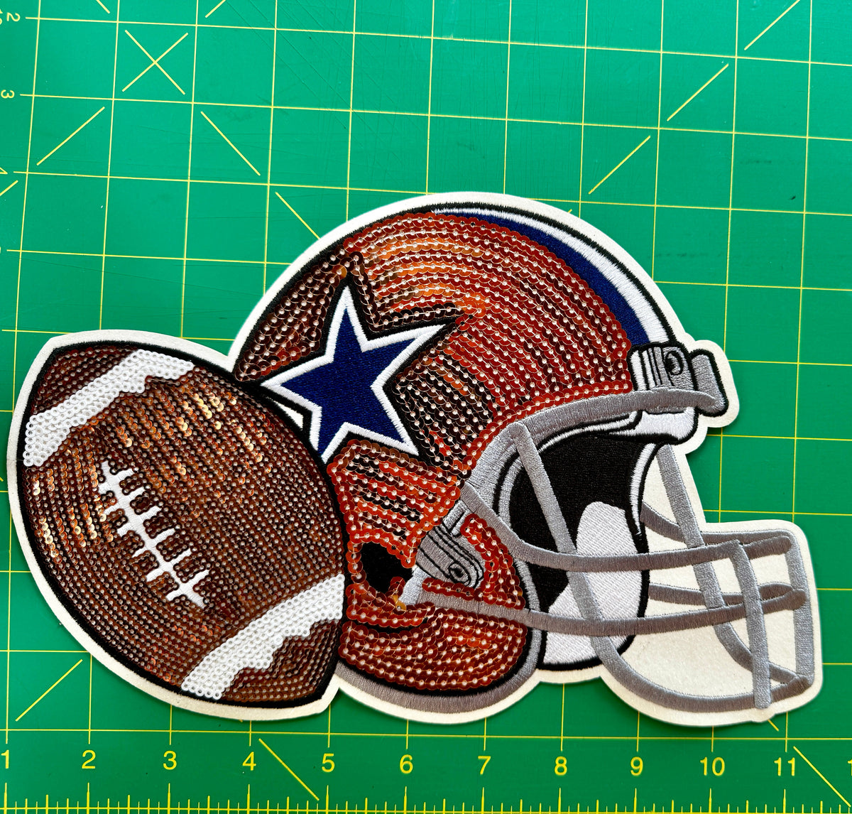 Football Helmet & Football Sequin Patch