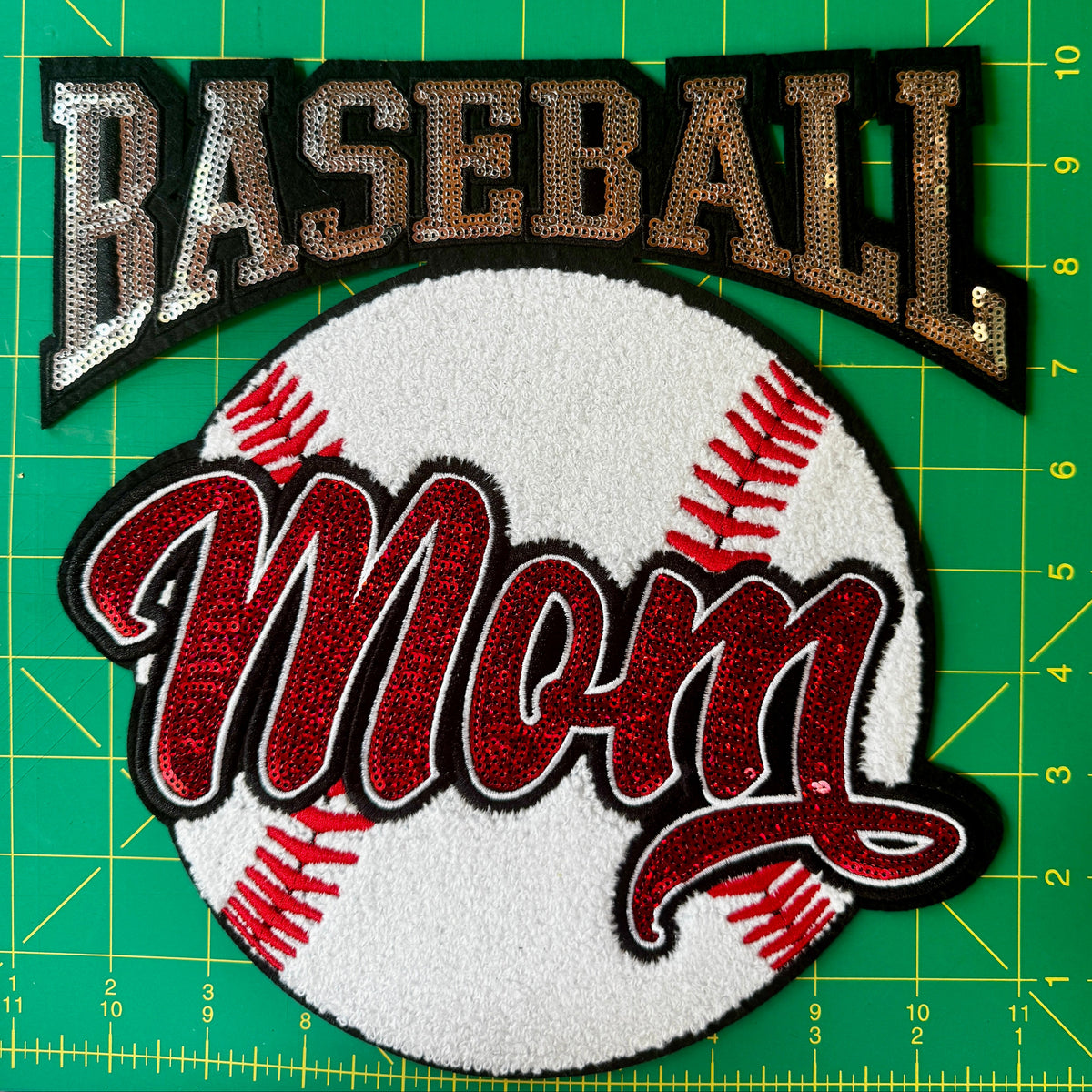 Sparkle Baseball Mom Statement Patch