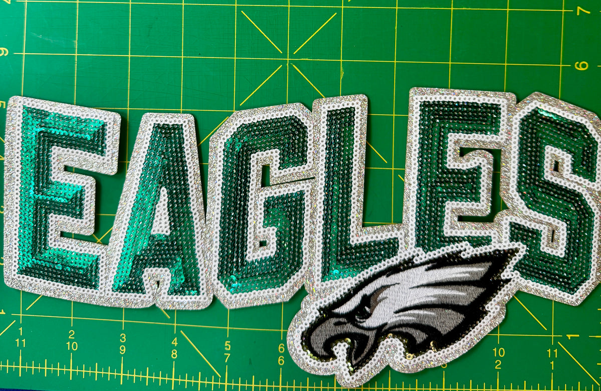 Eagles Green & Silver Sequin Patch – Football Game Day Patch