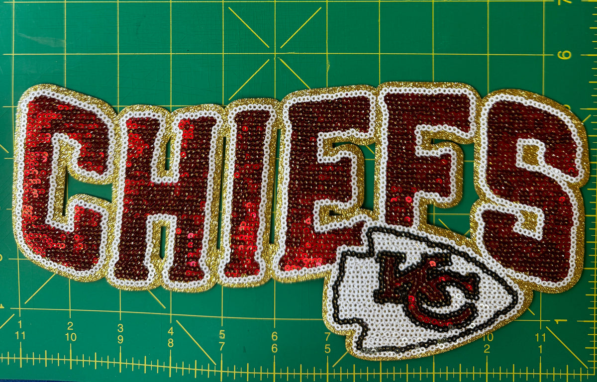 Chiefs Red & Gold Sequin Patch – Football Game Day Statement Patch