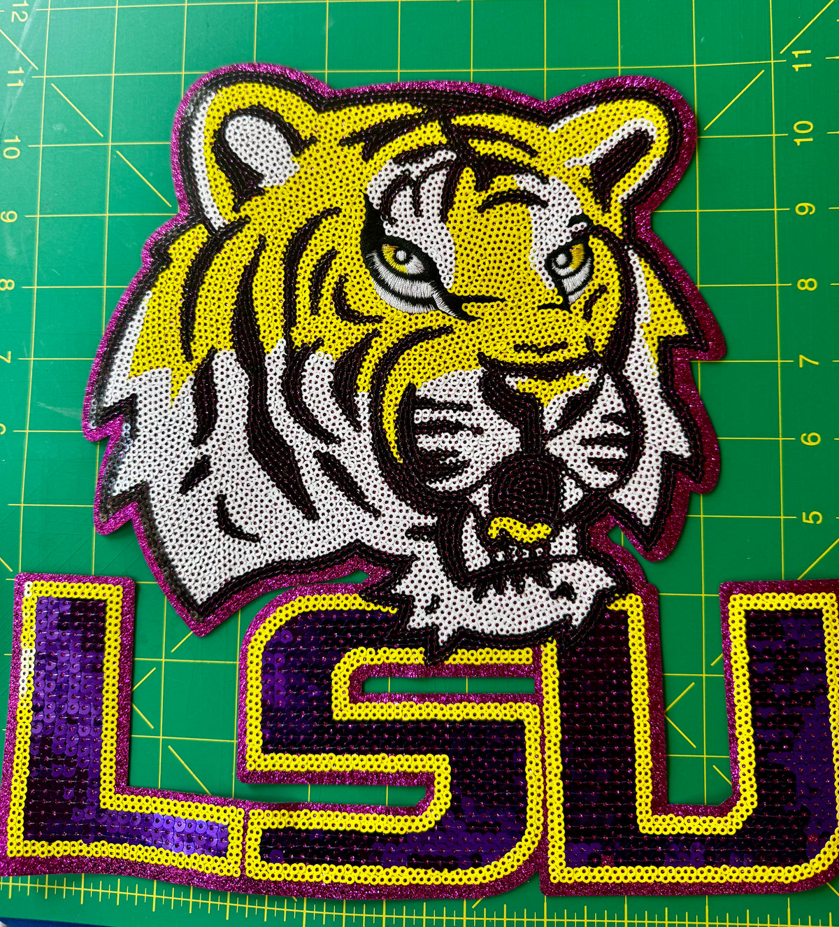 LSU Tigers Purple & Gold Sequin Patch – Game Day Tiger Patch