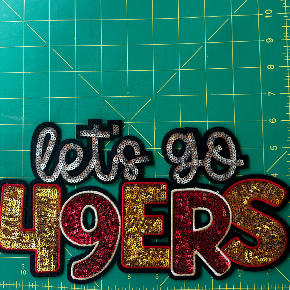 Let’s Go 49ers Red & Gold Sequin Patch