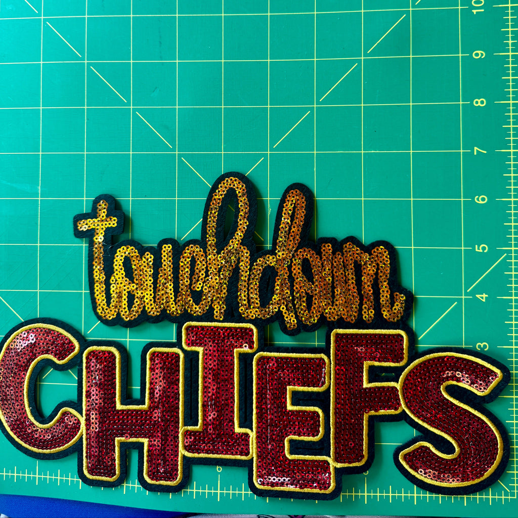 Touchdown Chiefs Red & Gold Sequin Patch