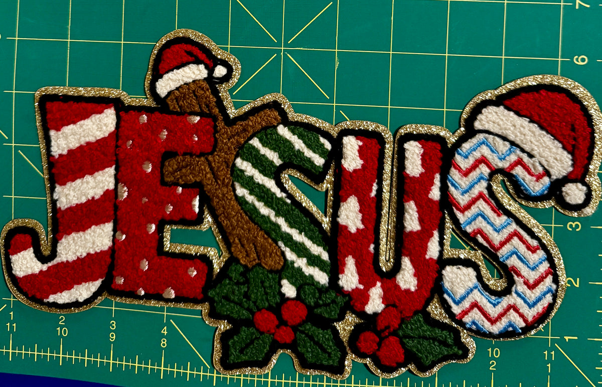Jesus Christmas Chenille Patch – Festive Holiday Appliqué