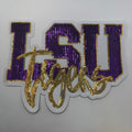 LSU Tigers Rhinestone Sequin Patch – Purple & Gold Sparkle Applique