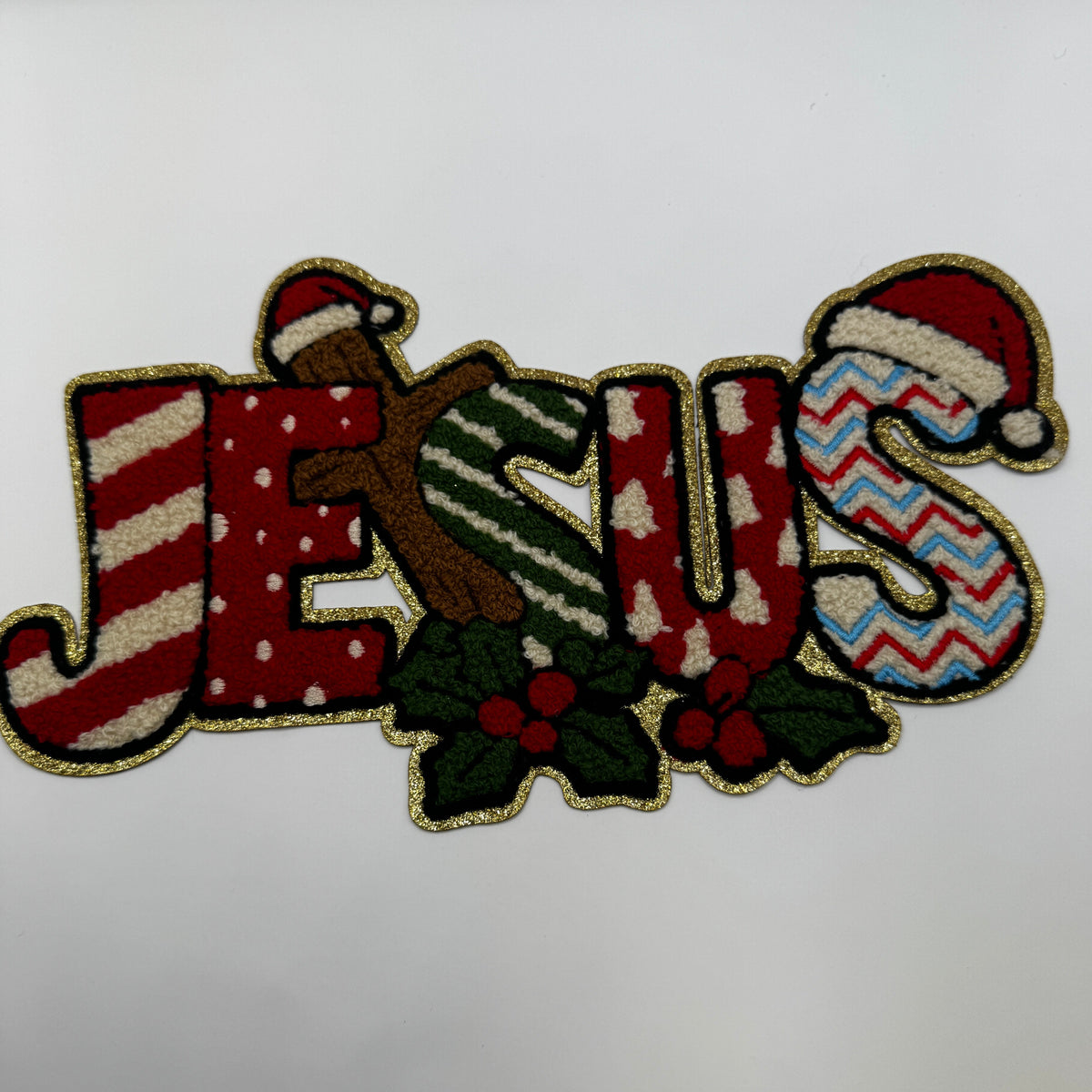 Jesus Christmas Chenille Patch – Festive Holiday Appliqué