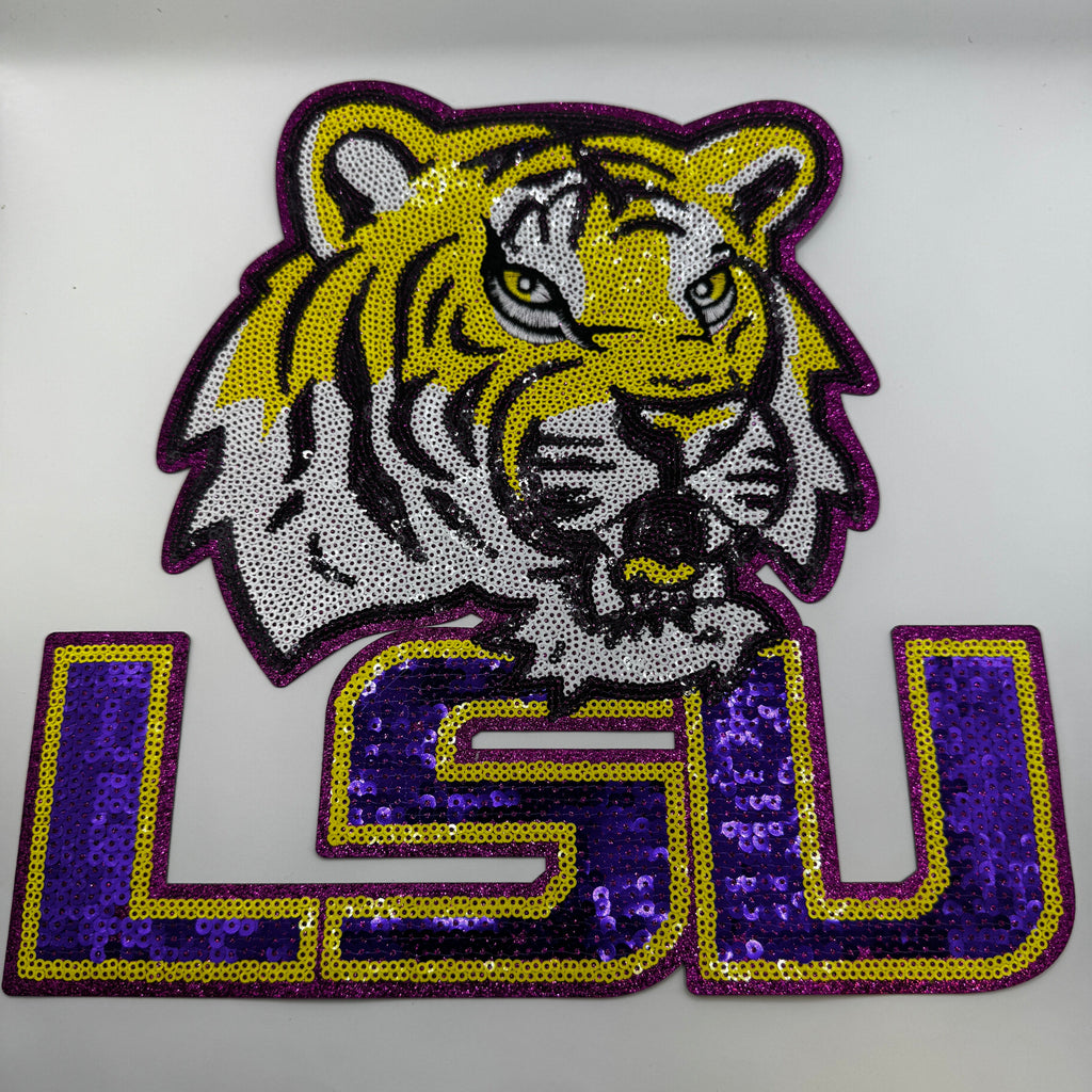 LSU Tigers Purple & Gold Sequin Patch – Game Day Tiger Patch
