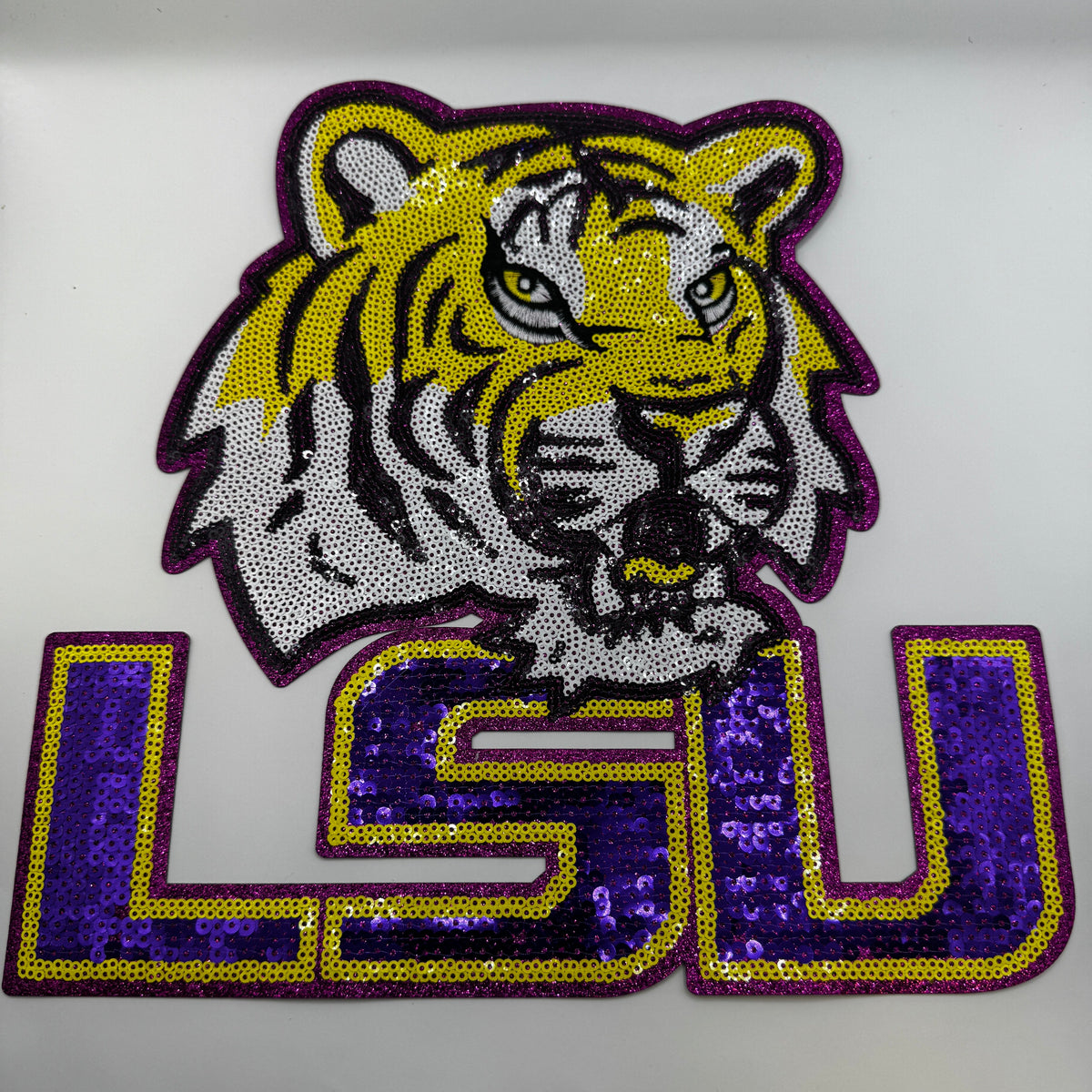 LSU Tigers Purple & Gold Sequin Patch – Game Day Tiger Patch