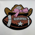 Cowgirl Football Sequin Patch – Western Hat & Pink Bow