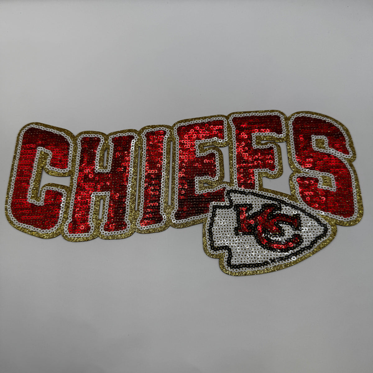 Chiefs Red & Gold Sequin Patch – Football Game Day Statement Patch