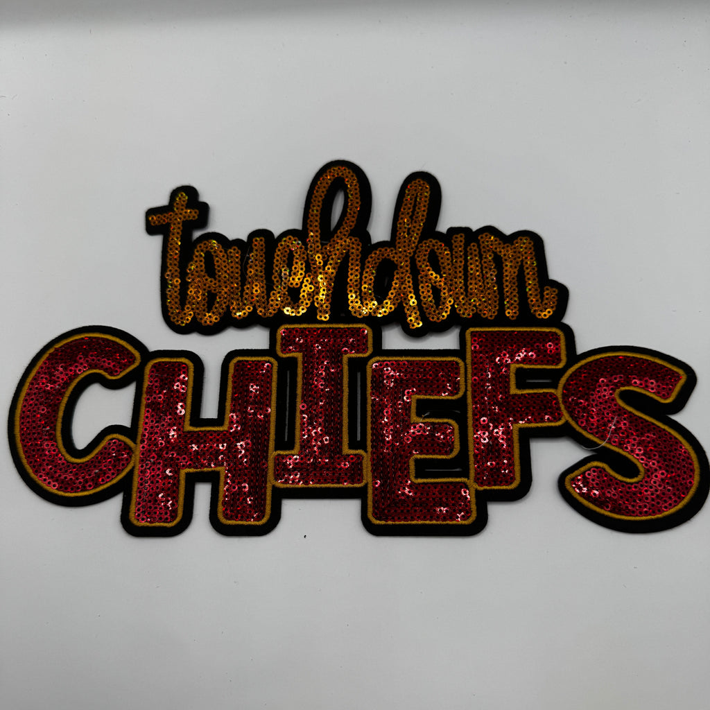 Touchdown Chiefs Red & Gold Sequin Patch