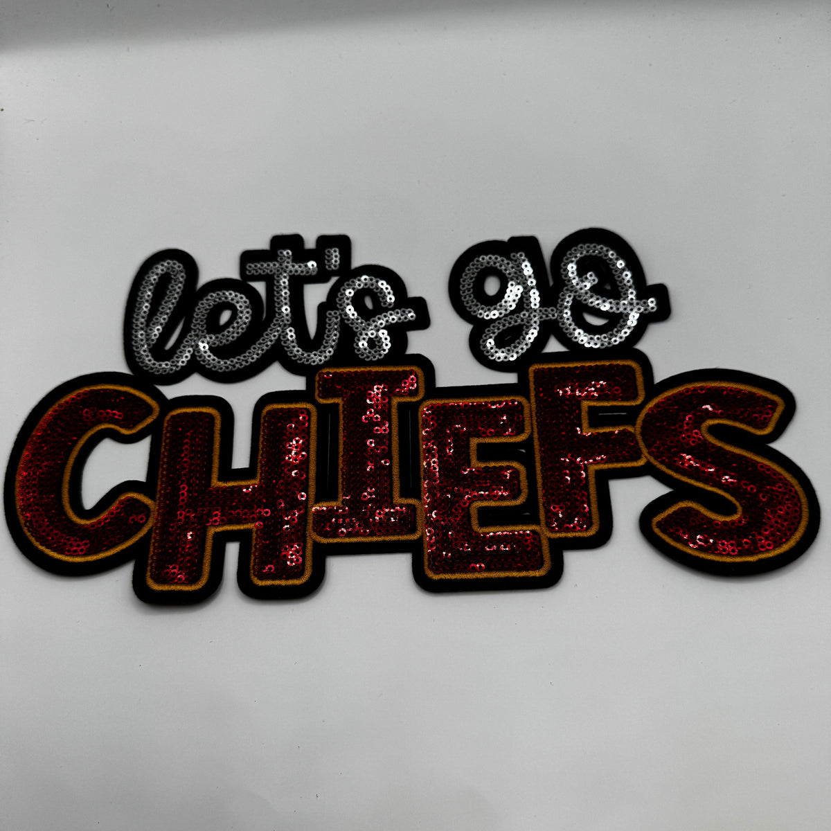 Let’s Go Chiefs Red Sequin Patch – Football Game Day Patch