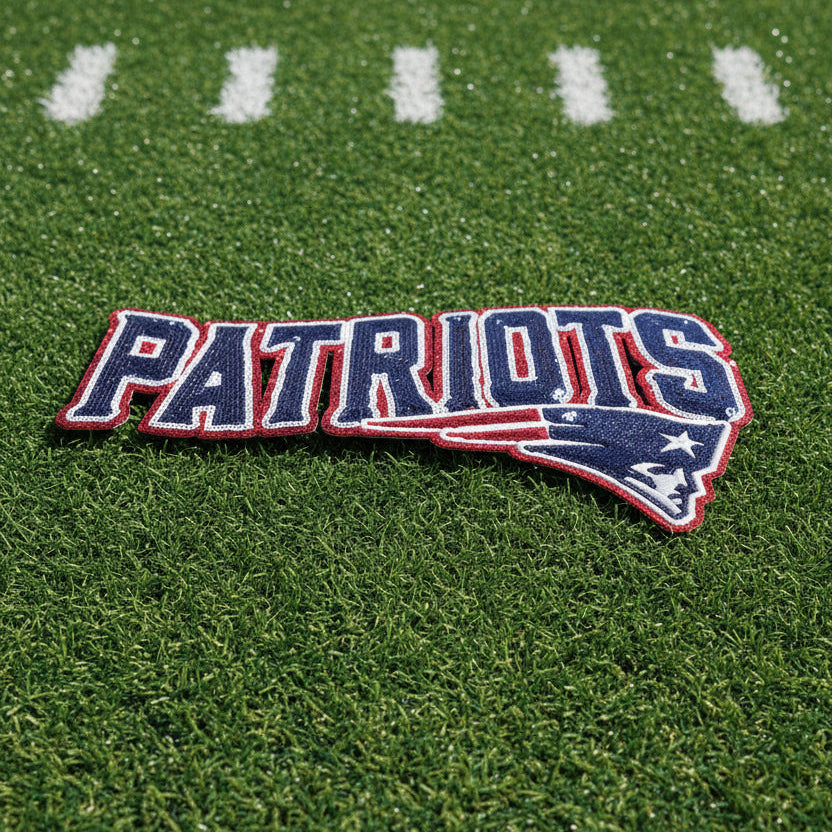 New England Patriots Sequin Logo Patch – Red, Navy & White Football Patch