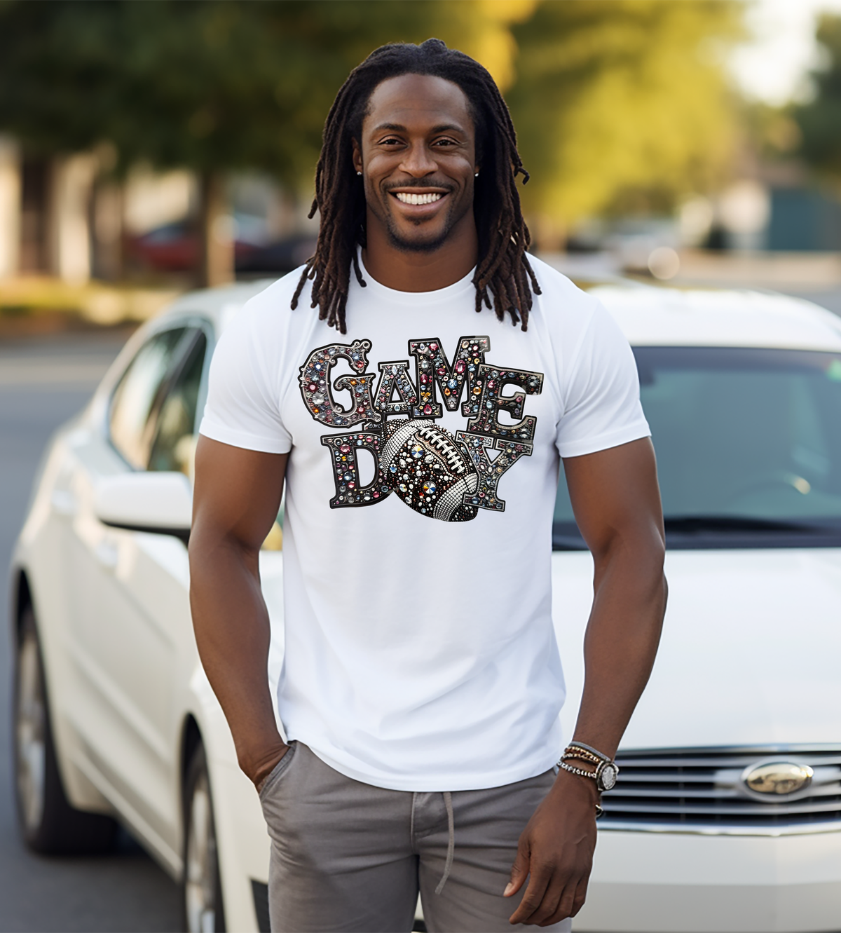 Game Day Bling Football Graphic T-Shirt