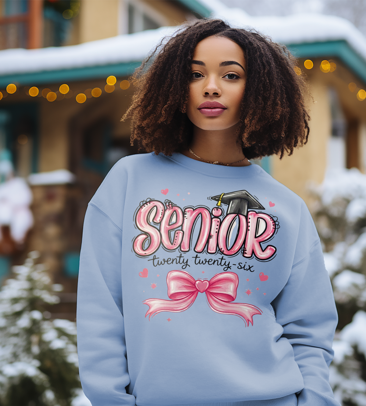 Senior 2026 Graduation Graphic Shirt | Pink Bow Class of 2026 Tee, Sweatshirt & Hoodie