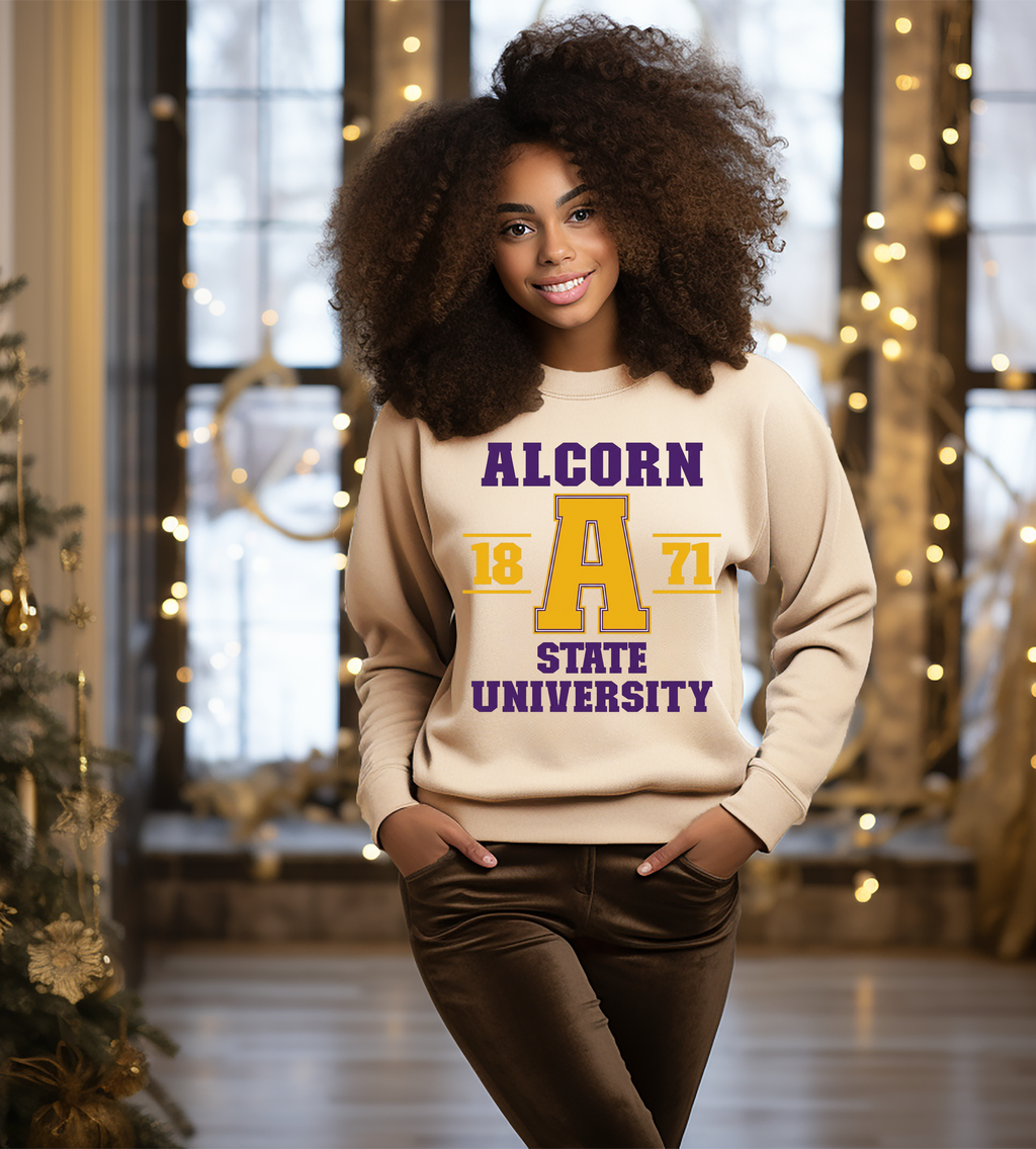 Alcorn State University 1871 Graphic T-Shirt – Purple & Gold College Design