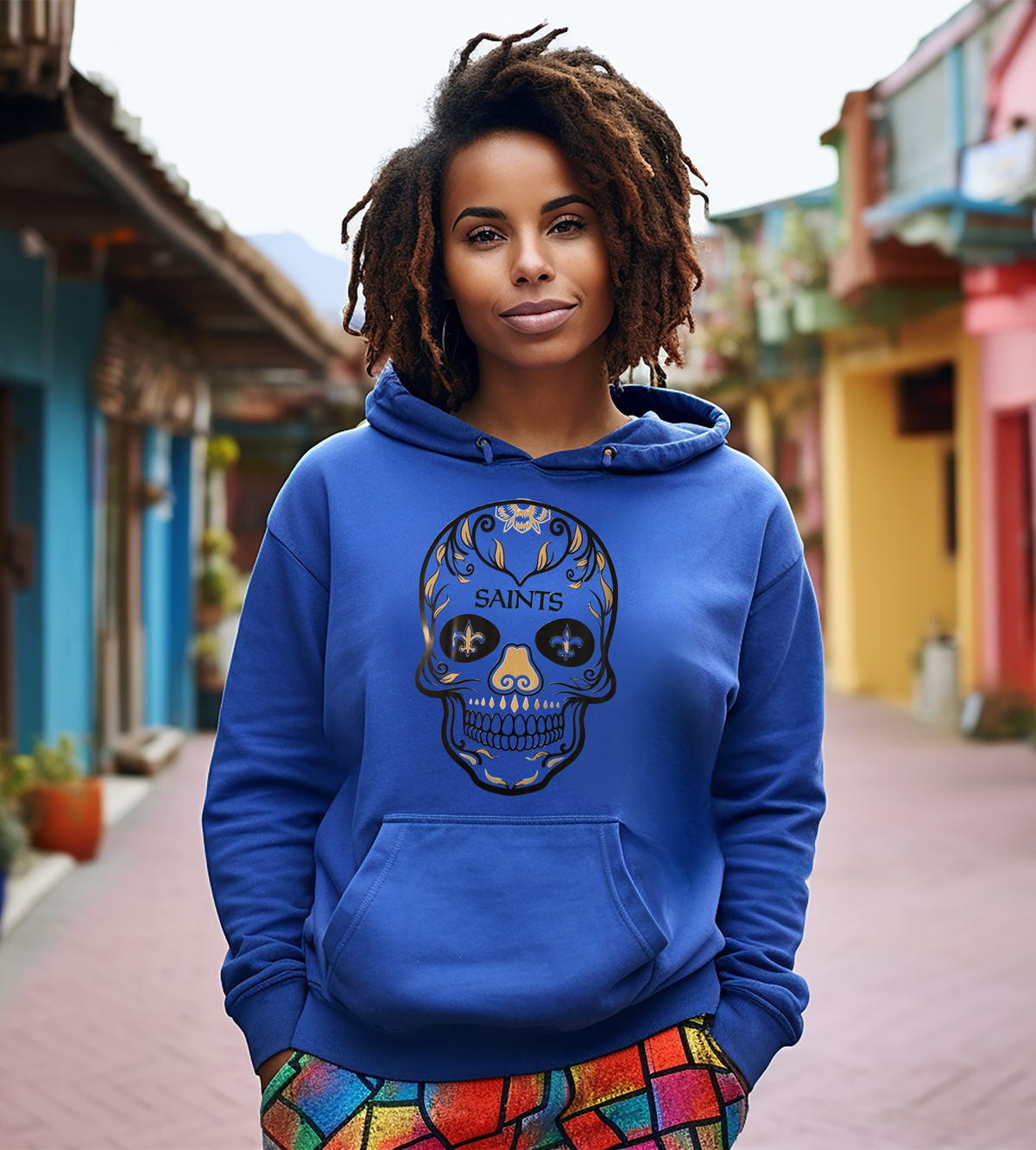 New Orleans Saints Sugar Skull Graphic Shirt | Black & Gold Football Tee