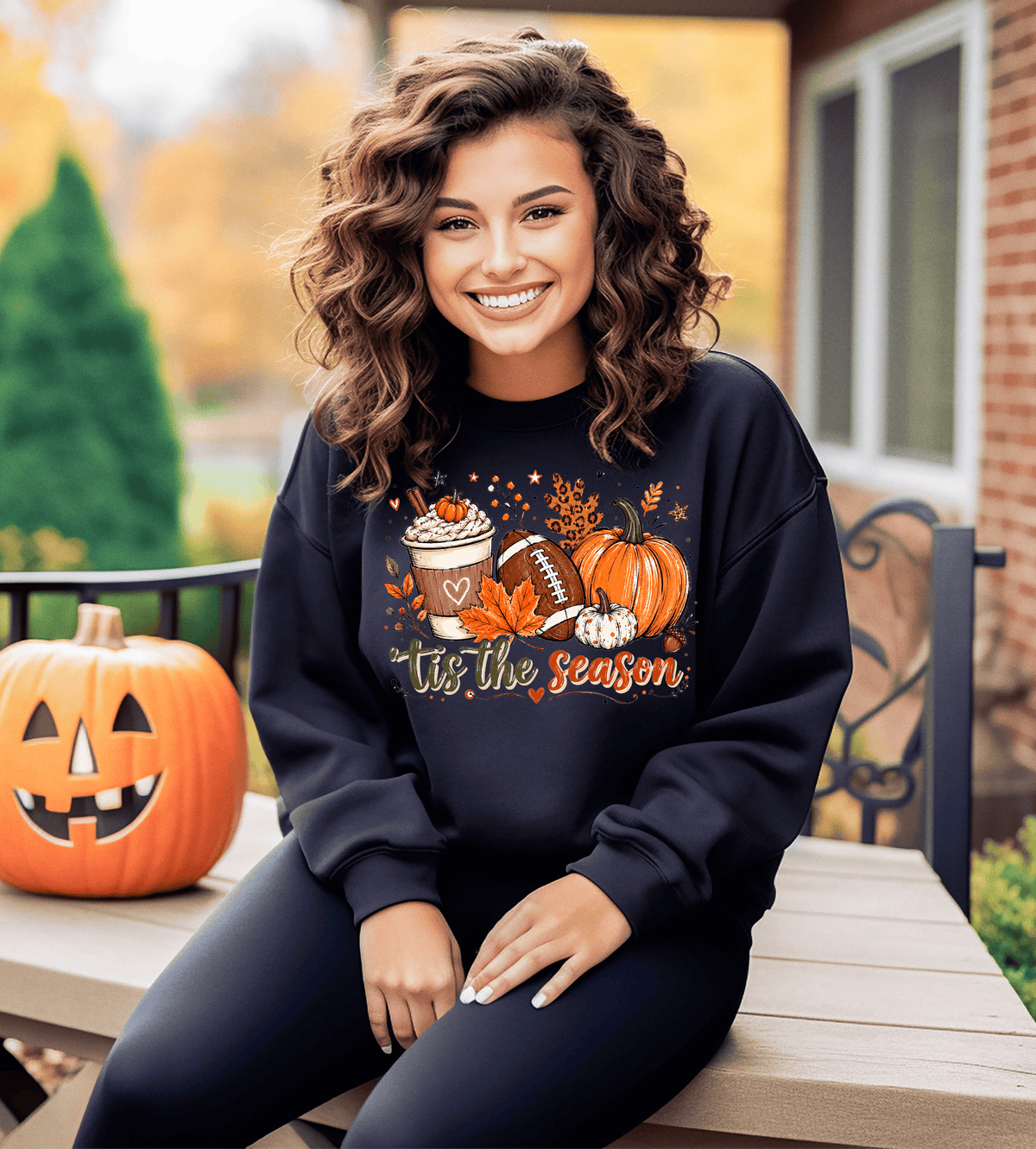 ’Tis the Season Fall Shirt – Pumpkin Spice & Football Autumn Graphic Tee