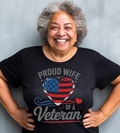 Proud Wife of a Veteran Patriotic Graphic T-Shirt – Military Spouse Appreciation Tee