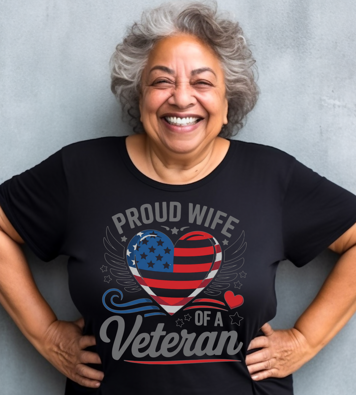 Proud Wife of a Veteran Patriotic Graphic T-Shirt – Military Spouse Appreciation Tee