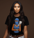 Blue Masked Money Girl Graphic T-Shirt – Urban Hustle Streetwear Tee