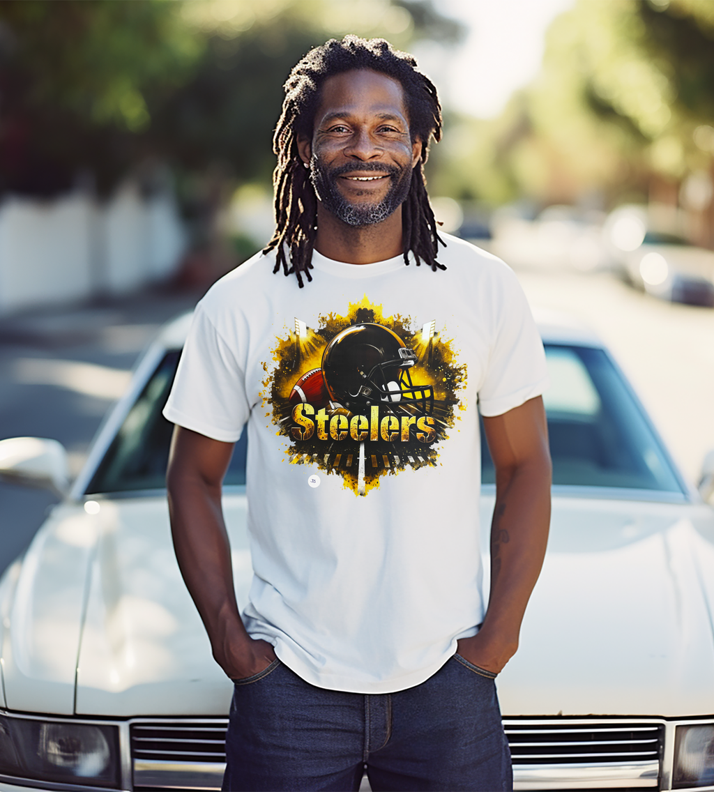Steelers Football Graphic T-Shirt – Black & Gold Game Day Tee