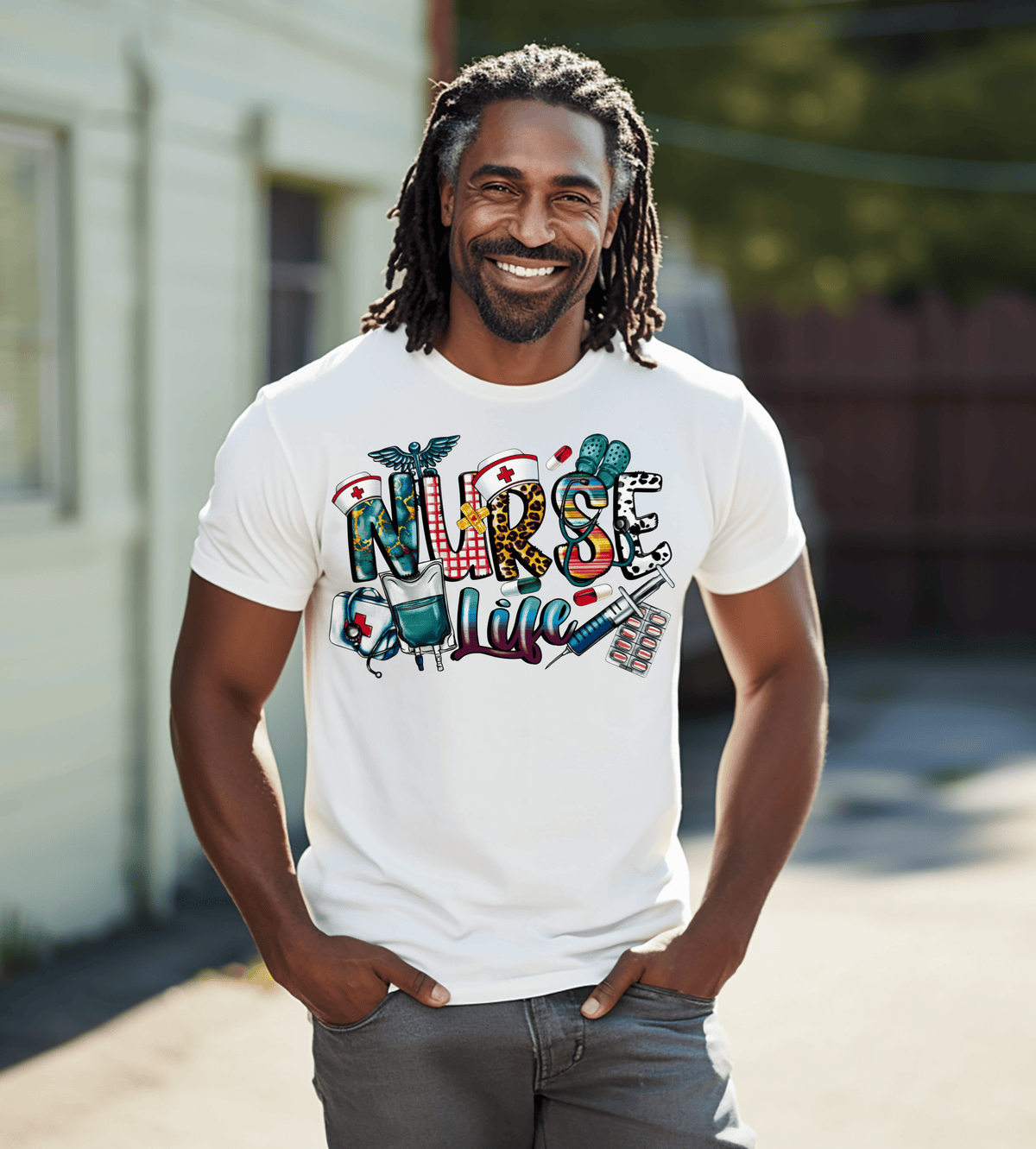 Nurse Life Colorful Medical Graphic T-Shirt
