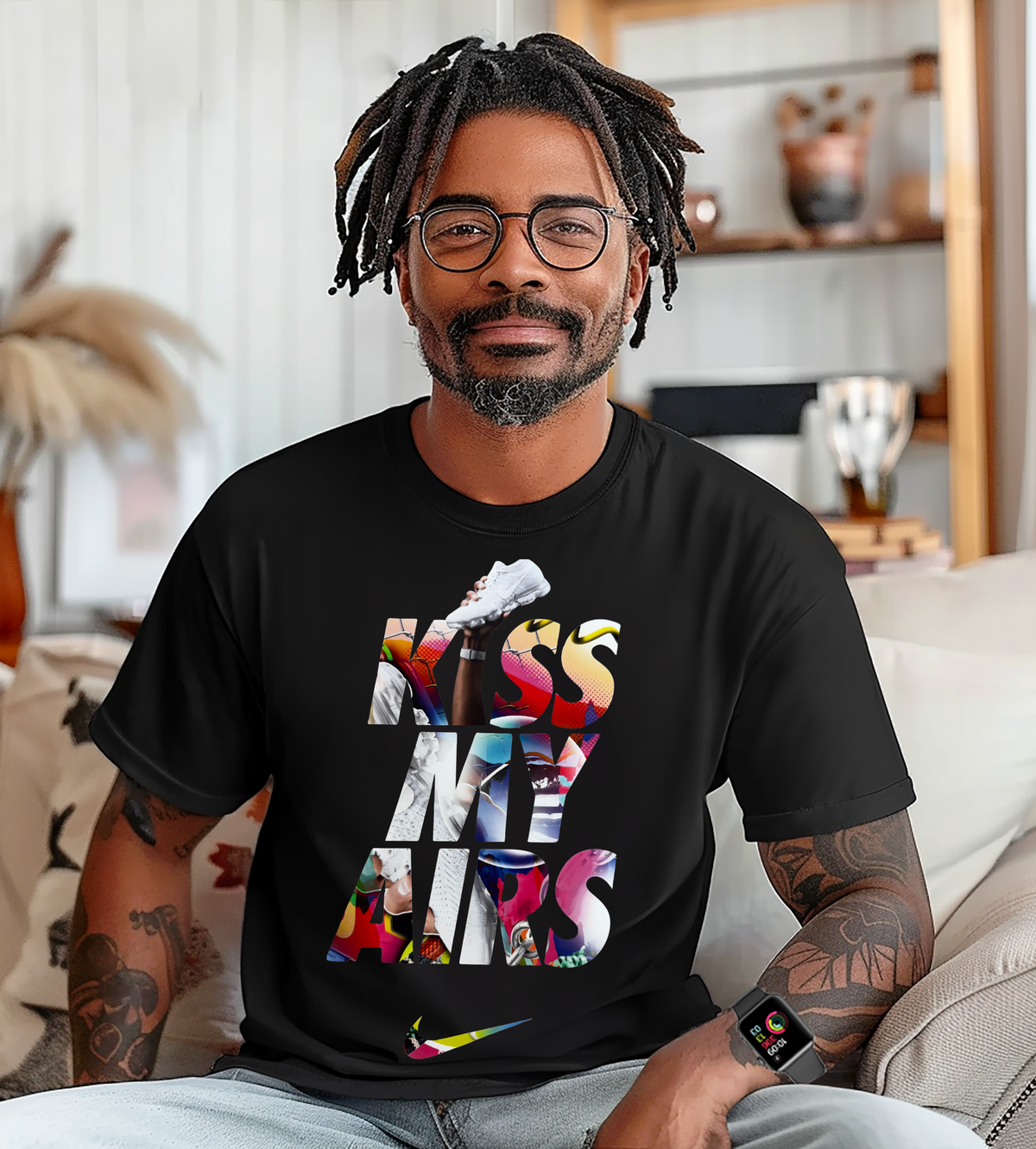 Kiss My Airs Sneaker Graphic T-Shirt – Colorful Sneakerhead Streetwear Tee