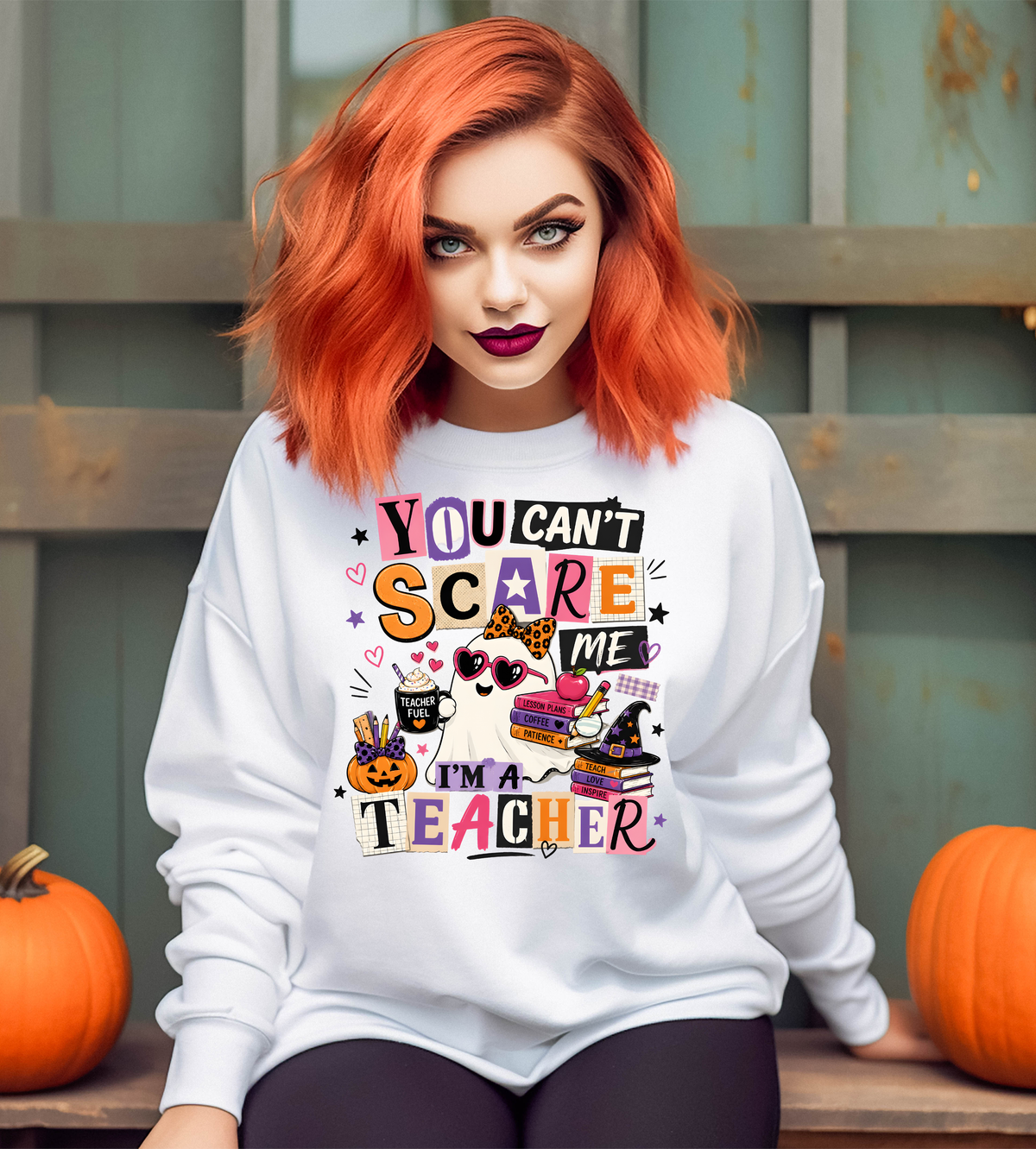 You Can’t Scare Me, I’m a Teacher Shirt – Cute Halloween Teacher Graphic Tee