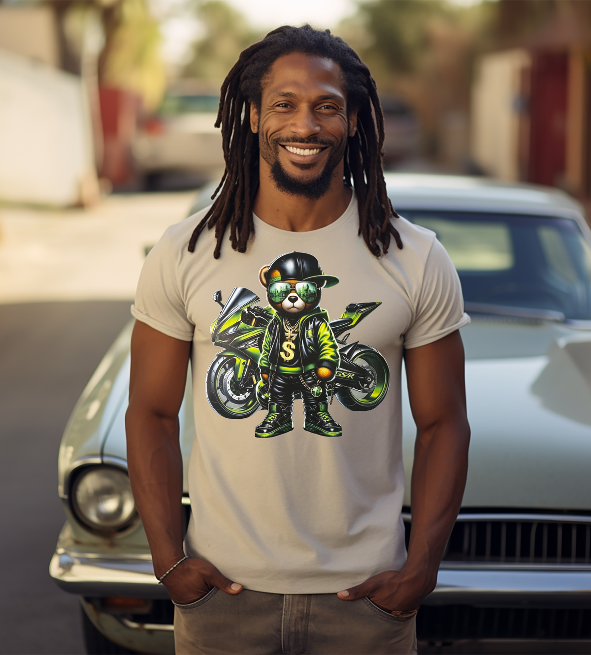 Biker Bear Motorcycle Graphic T-Shirt – Cool Streetwear Rider Tee