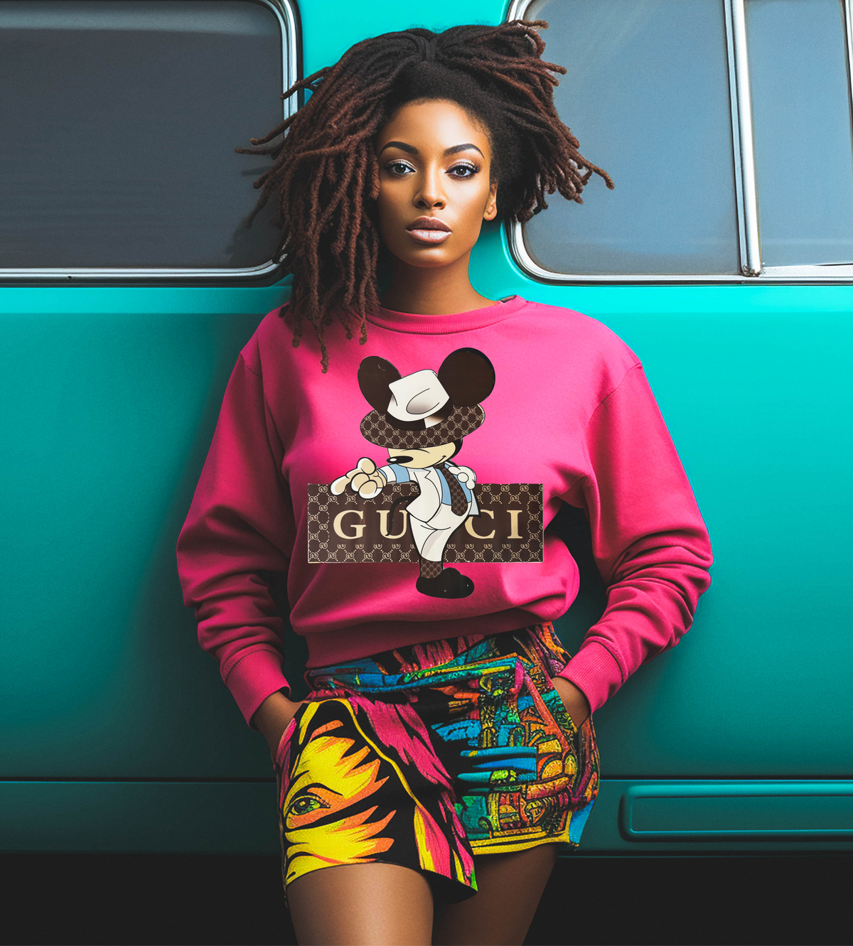 Designer-Inspired Mouse Graphic T-Shirt – Luxury Fashion Cartoon Tee
