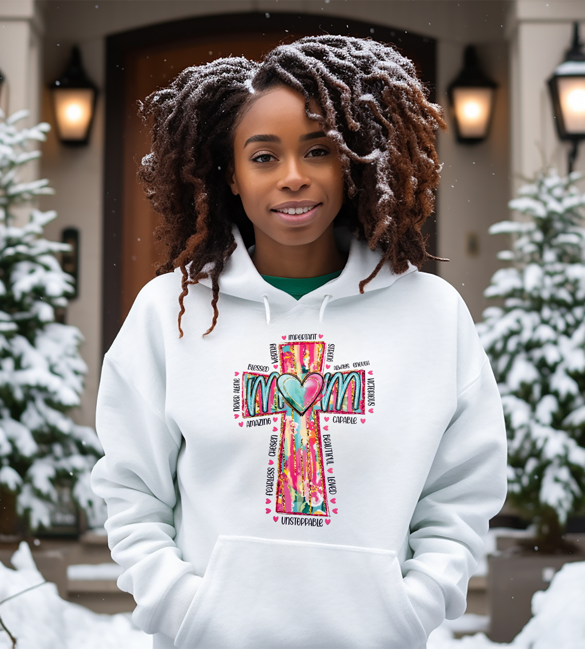 Mom Cross Graphic Shirt – Colorful Inspirational Christian Mom Tee