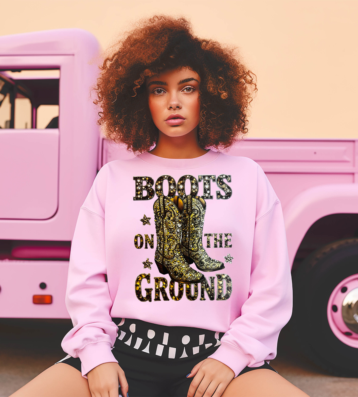 Boots on the Ground Western Graphic T-Shirt | Rhinestone Cowgirl Boot Tee