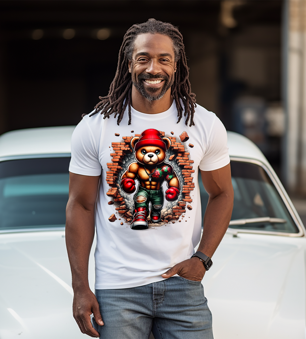 Muscle Bear Breakthrough Graphic T-Shirt – Boxing Teddy Streetwear Tee