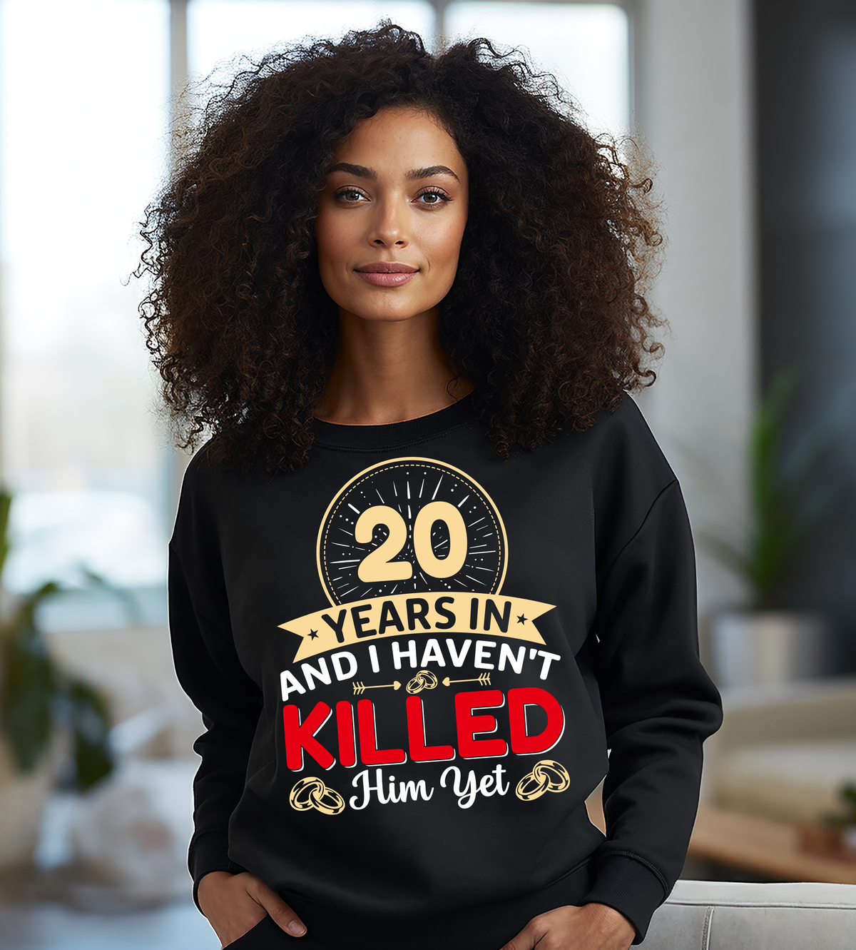 20 Years In And I Haven’t Killed Him Yet Graphic T-Shirt | Funny Anniversary Husband Wife Shirt