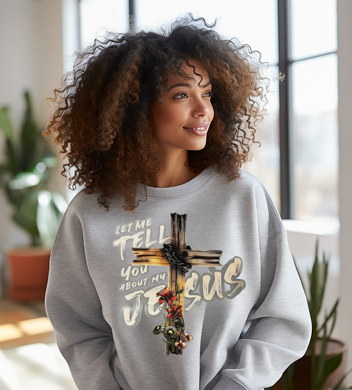 Let Me Tell You About My Jesus Graphic T-Shirt – Christian Cross Faith Tee
