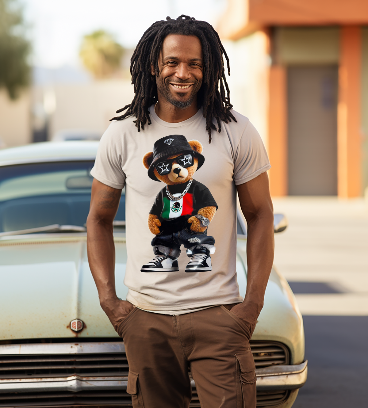 Mexico Pride Teddy Bear Graphic T-Shirt – Mexican Flag Streetwear Tee