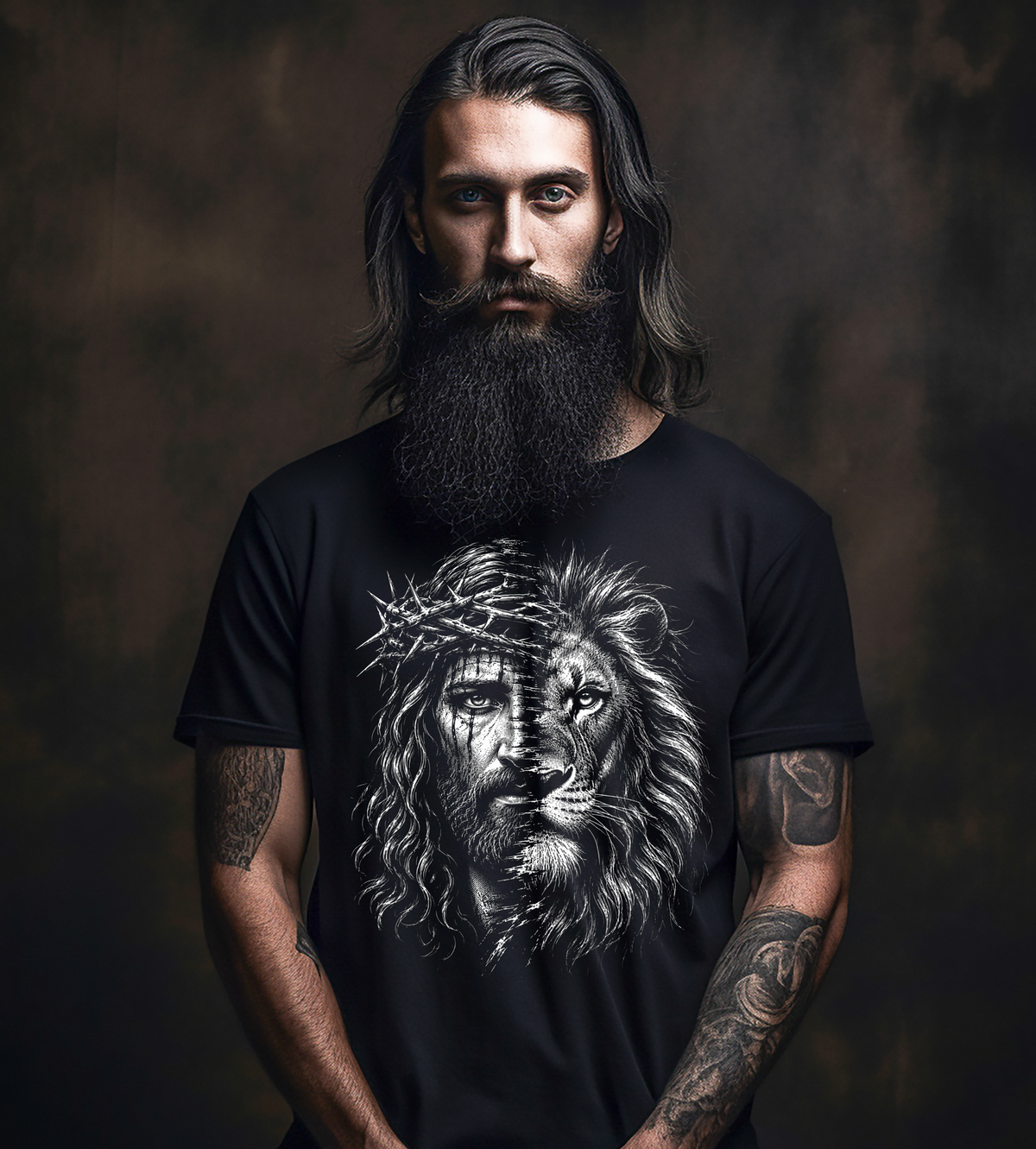 Jesus & Lion of Judah Graphic Shirt – Christian Faith T-Shirt