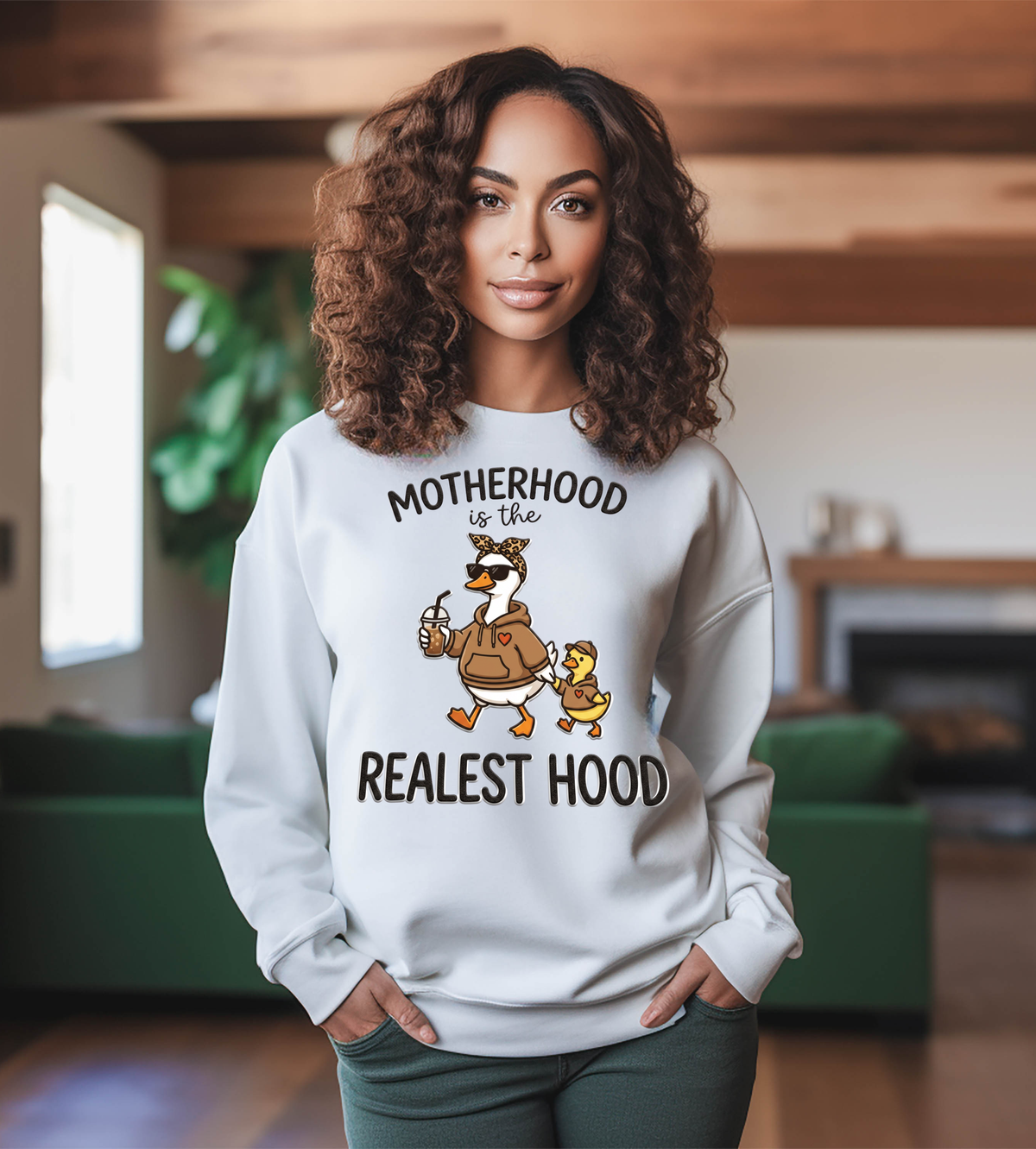 Motherhood Is the Realest Hood Shirt | Funny Mama Duck Graphic Tee