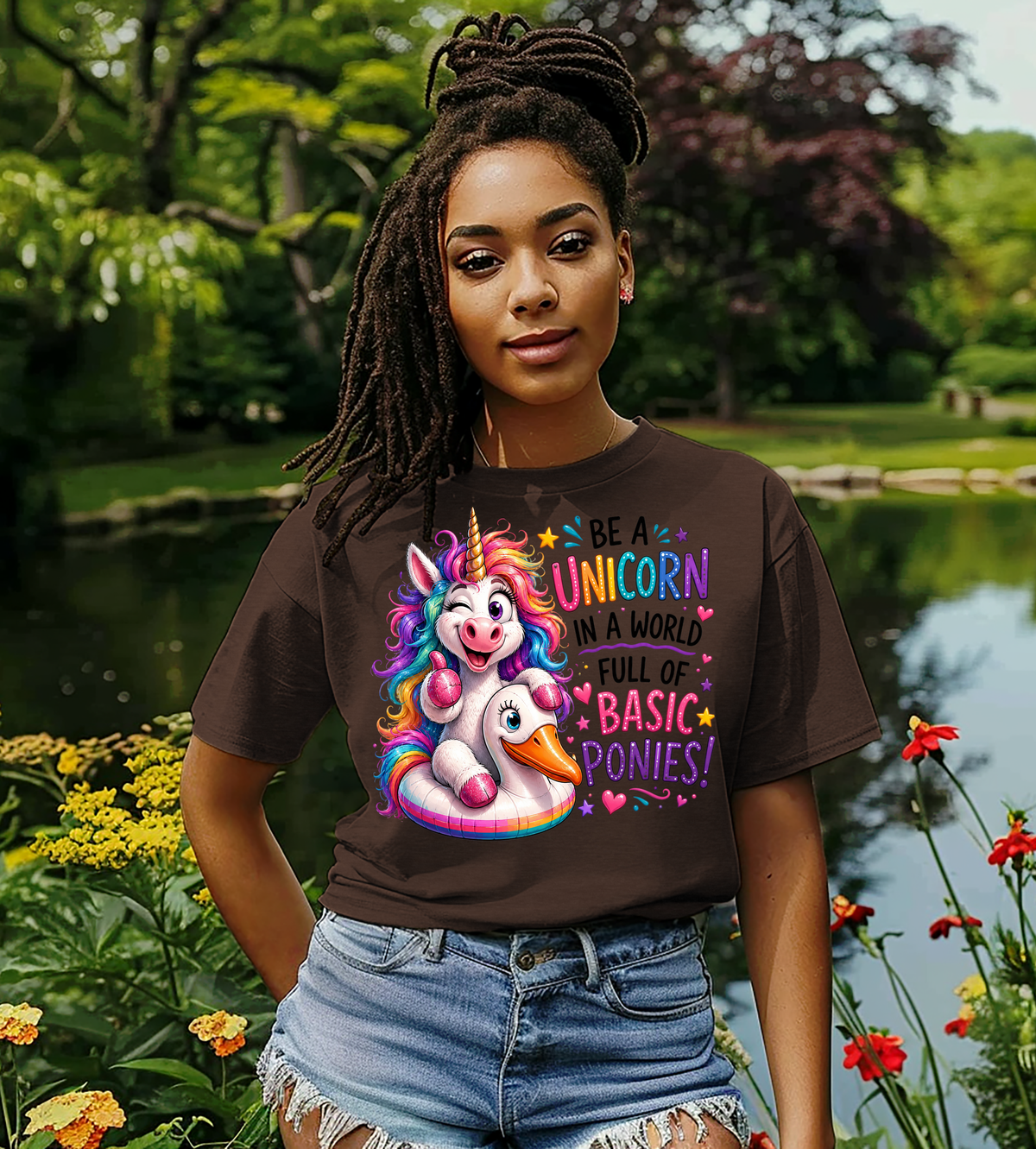 Be a Unicorn in a World Full of Basic Ponies Graphic Shirt – Colorful Funny Unicorn Tee