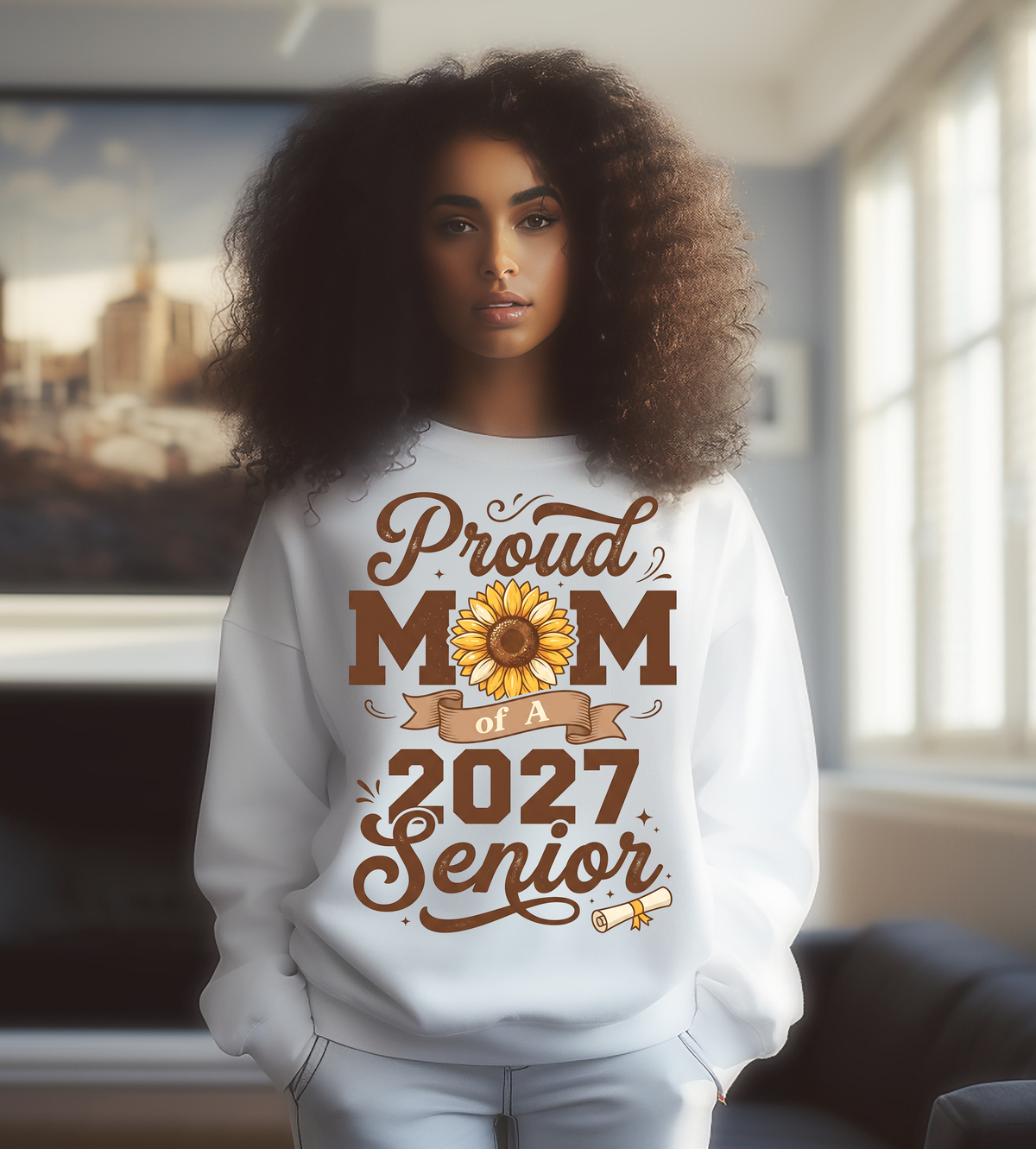 Proud Mom of a 2027 Senior Shirt – Sunflower Senior Mom Graphic Tee