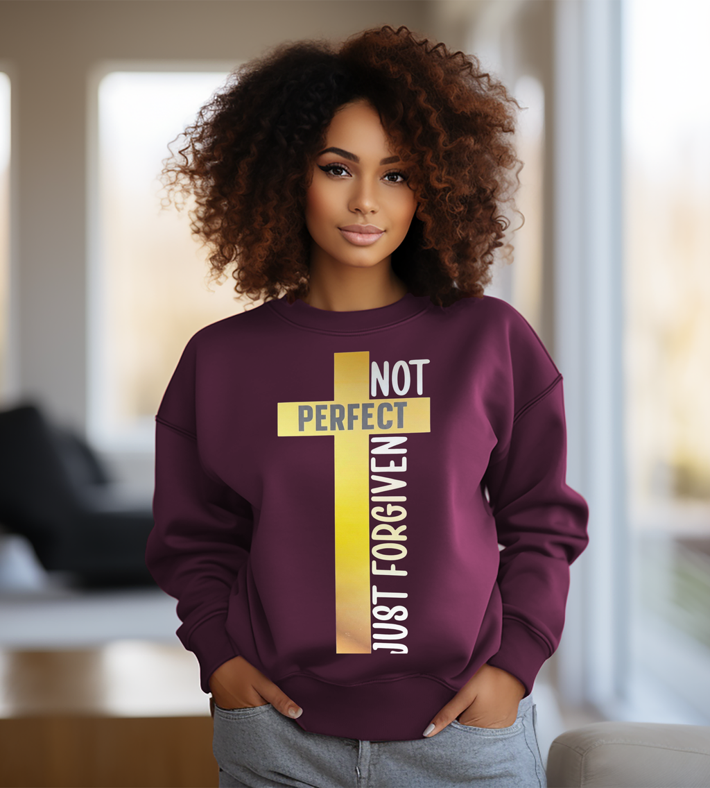 Not Perfect Just Forgiven Christian Graphic Shirt – Cross Faith Inspirational Tee