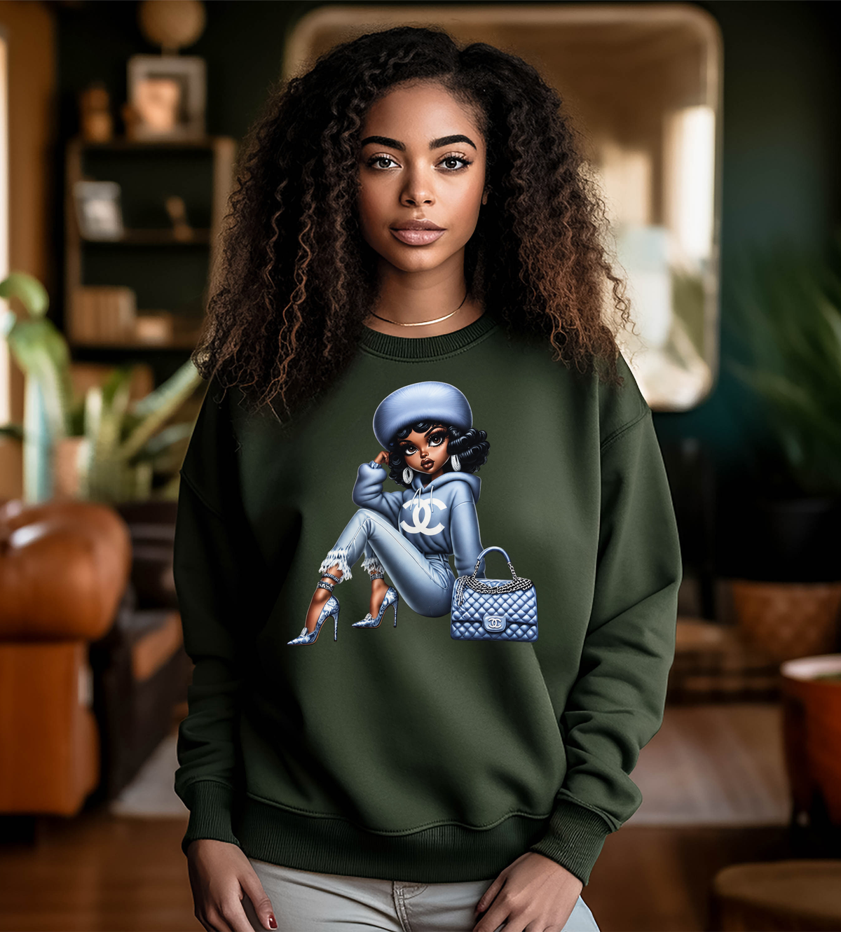 Fashion Girl Graphic Shirt | Blue Glam Streetwear Style Tee